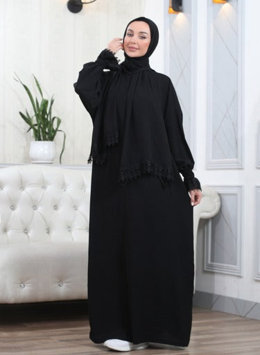 Elegant One-Piece Abaya and Prayer Dress Crepe Solid Color | Lightweight and Comfortable | Hijab Abaya Suit