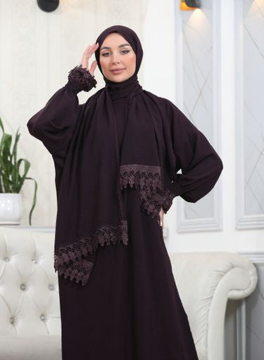 Elegant One-Piece Abaya and Prayer Dress Crepe Solid Color | Lightweight and Comfortable | Hijab Abaya Suit