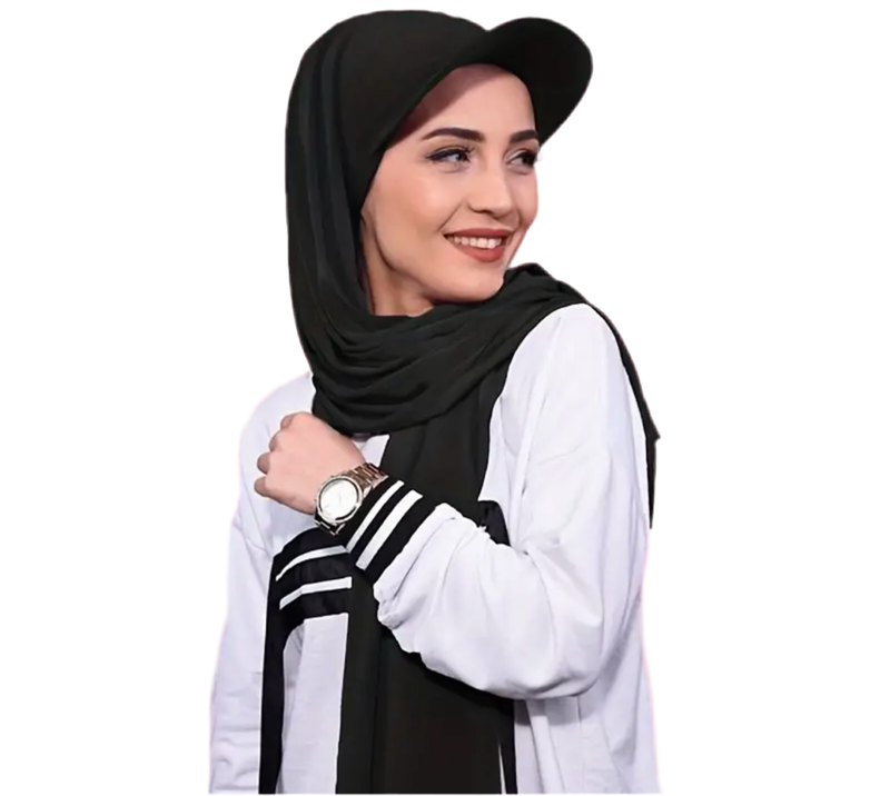 Muslim Hijab for Women Baseball Cap & Scarf 2-in-1 Head Scarf Wrap Shawl Head Covering Turban Hat Beanie