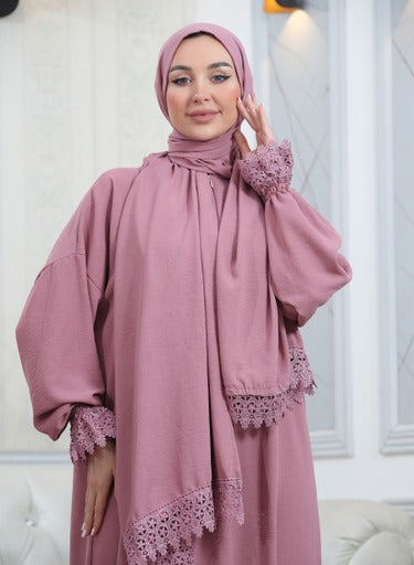 Elegant One-Piece Abaya and Prayer Dress Crepe Solid Color | Lightweight and Comfortable | Hijab Abaya Suit