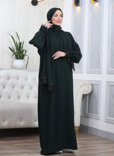 Elegant One-Piece Abaya and Prayer Dress Crepe Solid Color | Lightweight and Comfortable | Hijab Abaya Suit