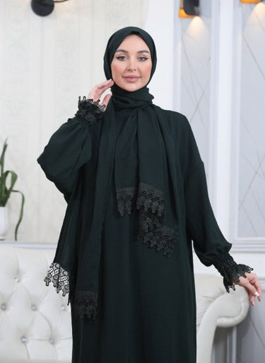 Elegant One-Piece Abaya and Prayer Dress Crepe Solid Color | Lightweight and Comfortable | Hijab Abaya Suit