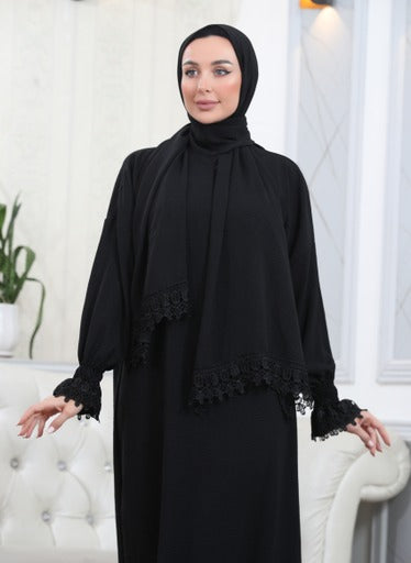 Elegant One-Piece Abaya and Prayer Dress Crepe Solid Color | Lightweight and Comfortable | Hijab Abaya Suit