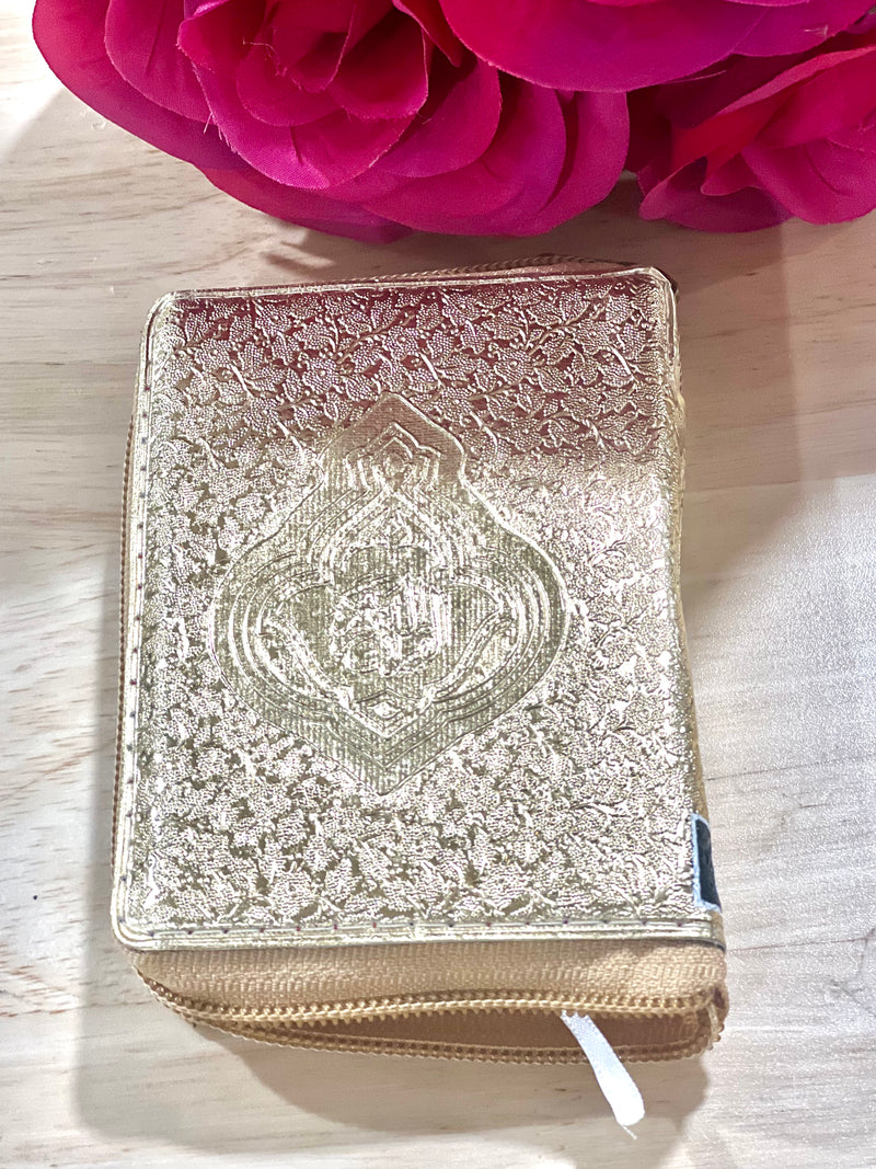 Pocket-size Golden case Quran (13 line) Ref 139  (Indo Pak script)