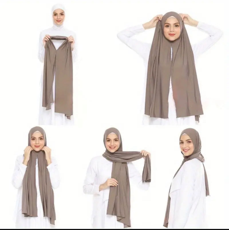 Luxurious long jersey instant hijab scarf