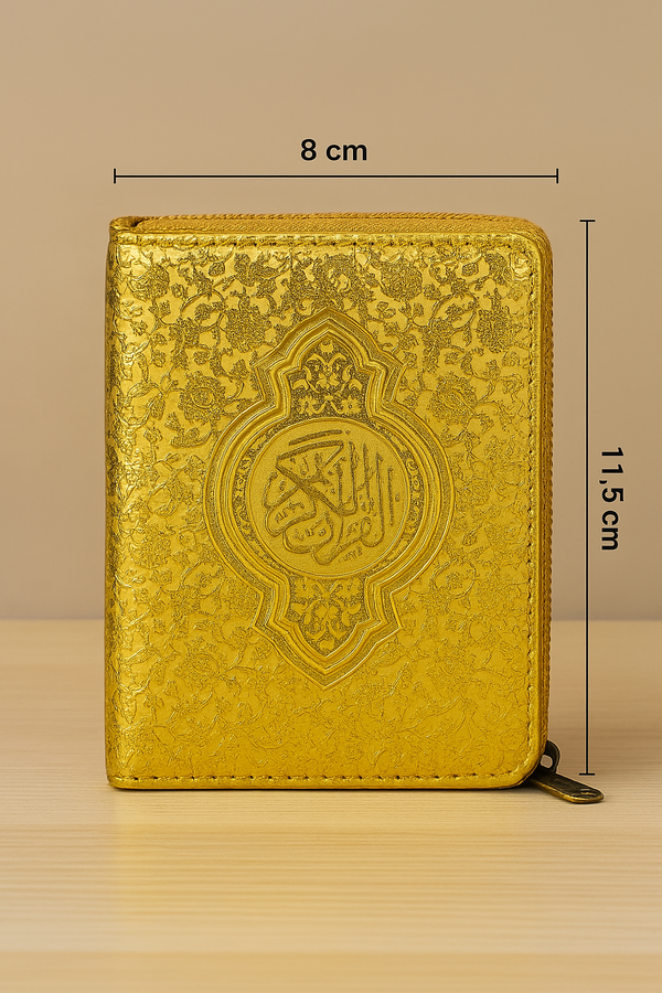 Pocket-size Golden case Quran (13 line) Ref 139  (Indo Pak script)