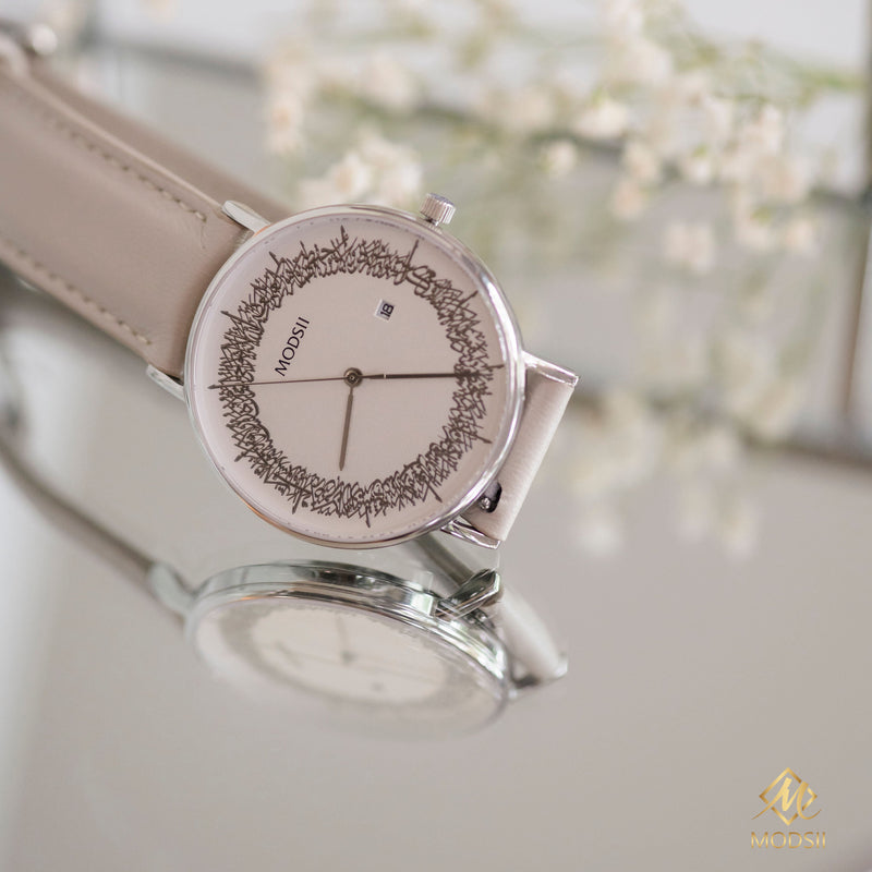 Series II Gray Leather Ayatul Kursi Watch