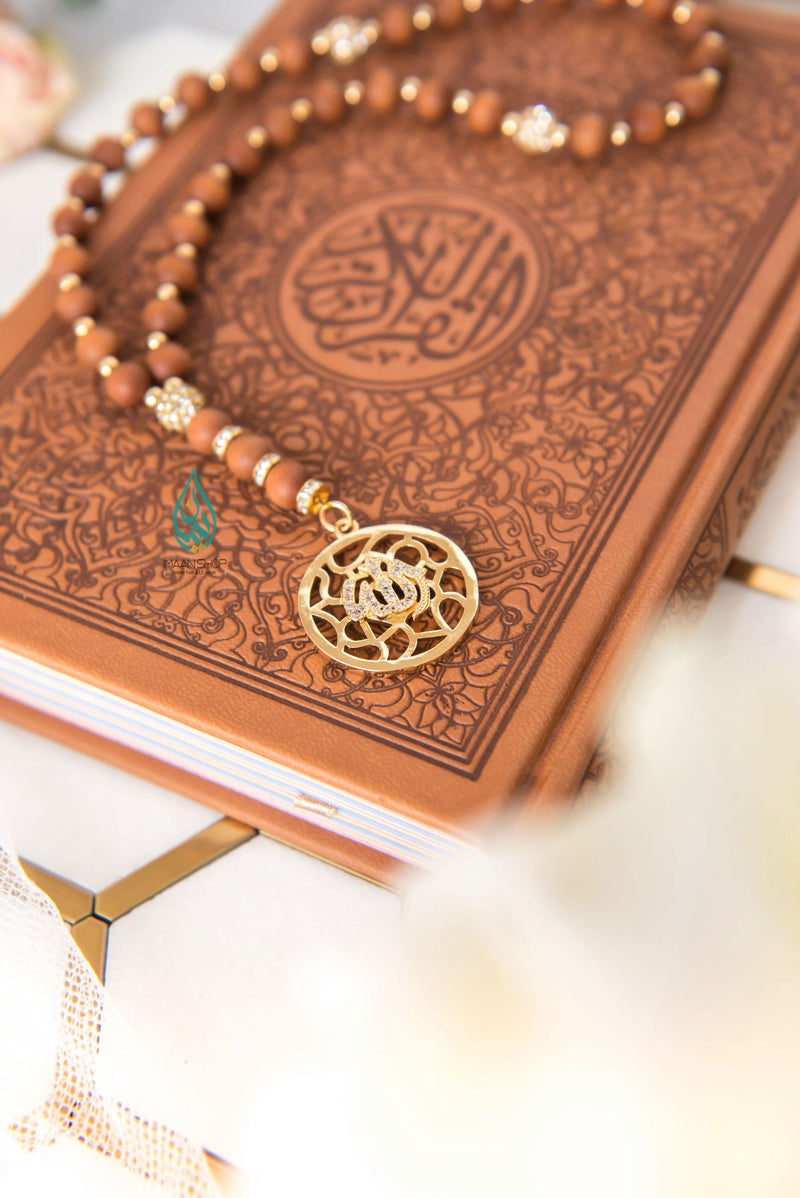 33 Beads PREMIUM Tasbih Misbaha with 24K gold plated Allah Pendant w/ Premium Gift Box